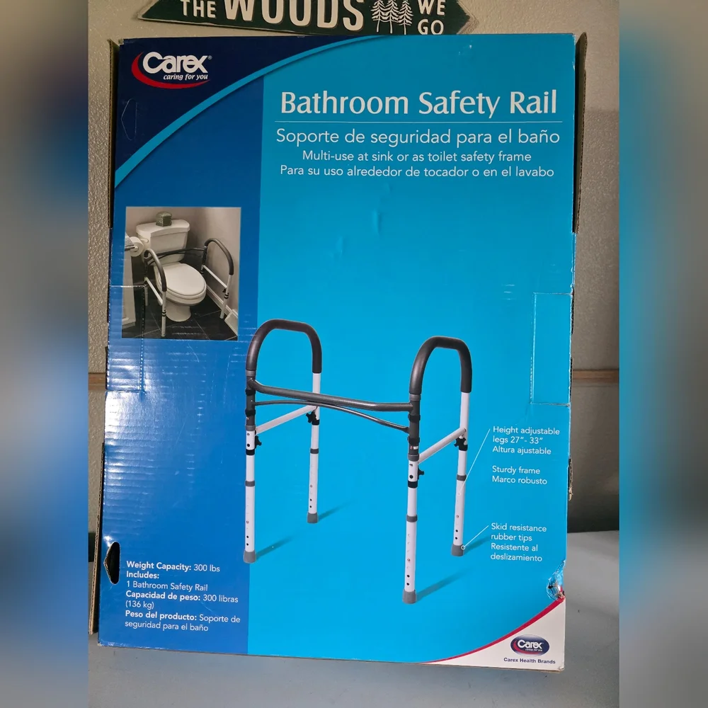 Carex Bathroom Safety Rail - Gray and White
